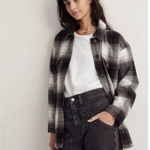 Madewell Twill Flannel Shirt Jacket in Windowpane Plaid